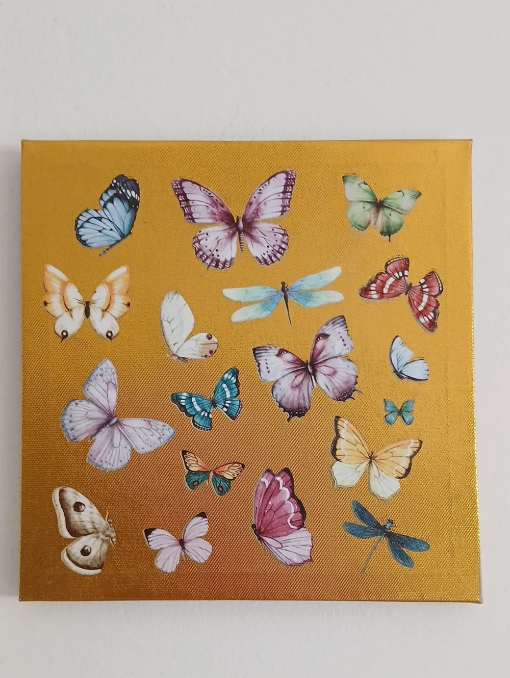 Gold Butterfly Wall Art Canvas - Vibrant Multi-Color Accent